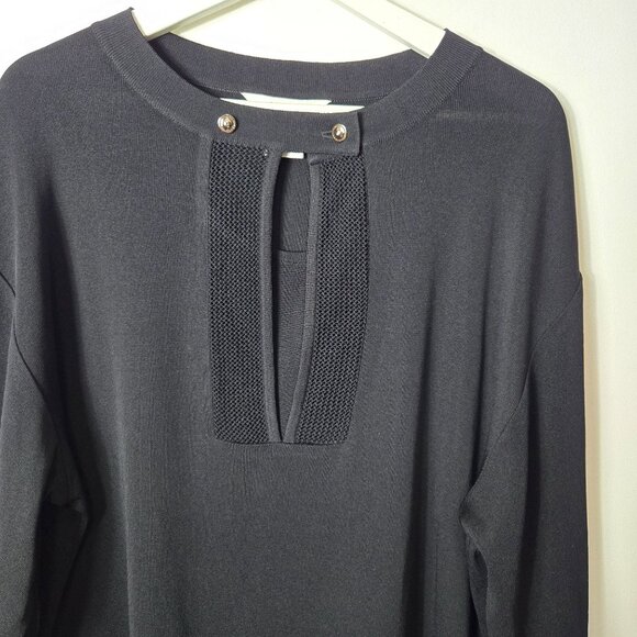 Exclusively Misook Size M Black Button Keyhole Chest Long Sleeve Sweater - Picture 9 of 13